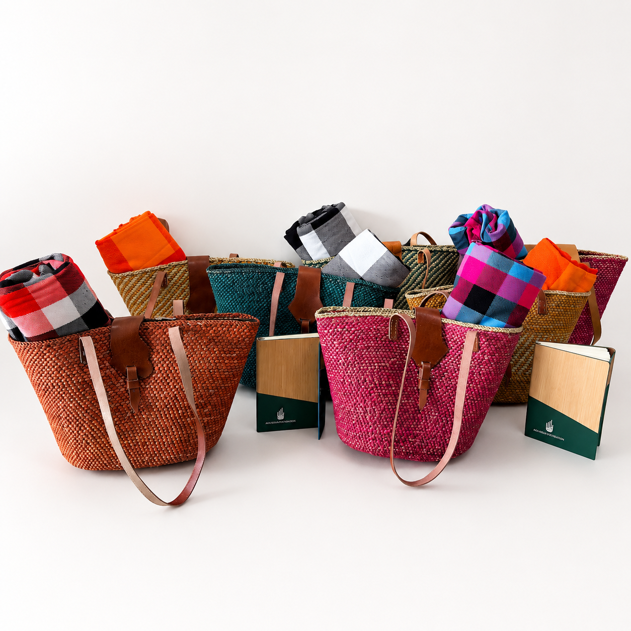 Collection of colourful Kenyan woven gift baskets